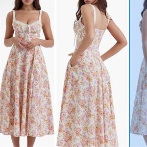 House of CB SABRINA Ivory Print Bustier Sundress